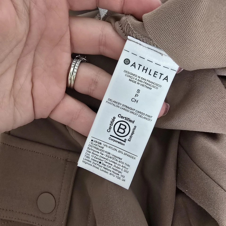 Athleta Pants Womens Small Petite Brown Delancey Straight Cargo Stretch Pockets - Image 4 of 4