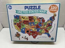 Horizon Group 120 Piece Jigsaw Puzzle 'United State Map' States Oceans Excellent