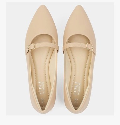 MUSSHOE Women Flats Comfortable Pointed Toe Flats Shoes with Strap PU Leather US