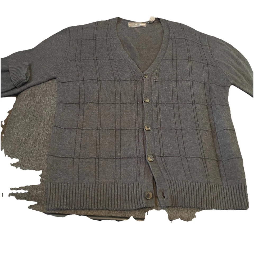 Cárdigan Oscar De La Renta Cable Marca de Lujo Marrón Claro Abotonado Talla XL Foto 2 de 4
