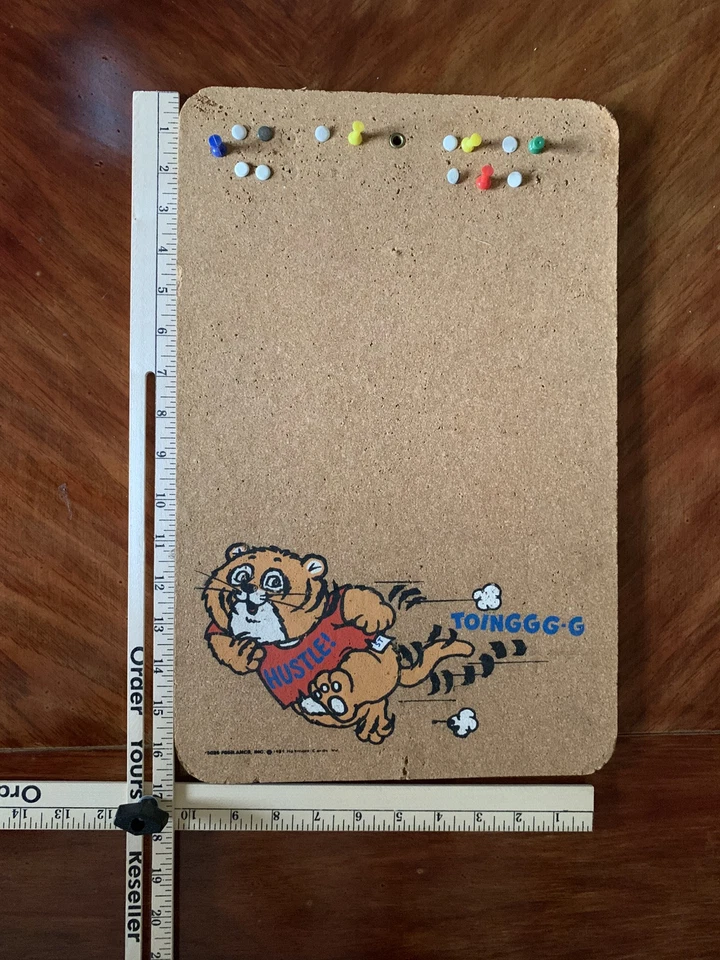 Vintage 17 X 11 in 1981 Cartoon Cork Board Includes Tacks - Image 2 of 4