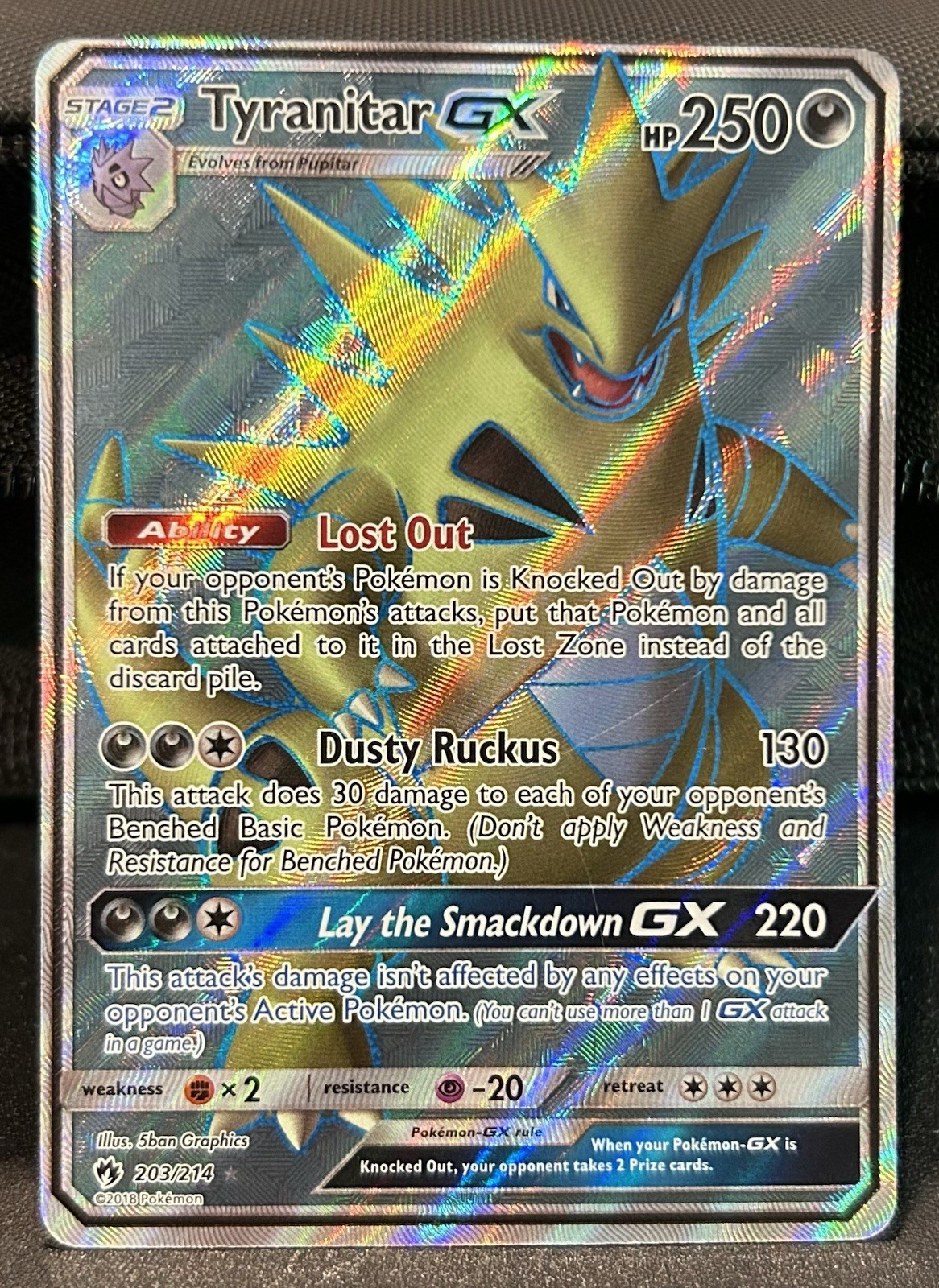 POKÉMON TCG TYRANITAR GX FULL ART 2018 ULTRA RARE LOST THUNDER 203/214 NM MINT