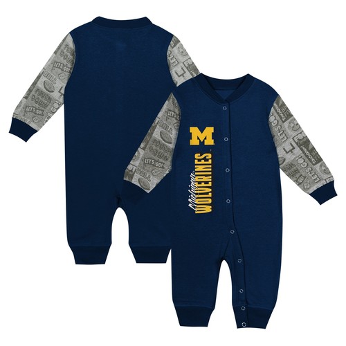 Newborn & Infant Navy Michigan Wolverines Playbook Colorblock Long Sleeve - 第 1/3 張圖片