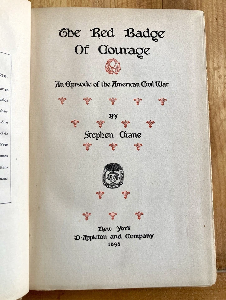 THE RED BADGE OF COURAGE by STEPHEN CRANE 1896 EARLY EDITION HC CIVIL WAR NOVEL Foto 3 de 4