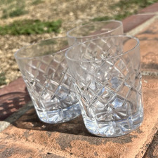 Set of 3 Clear Cut Glass Tumblers Under 10 oz...