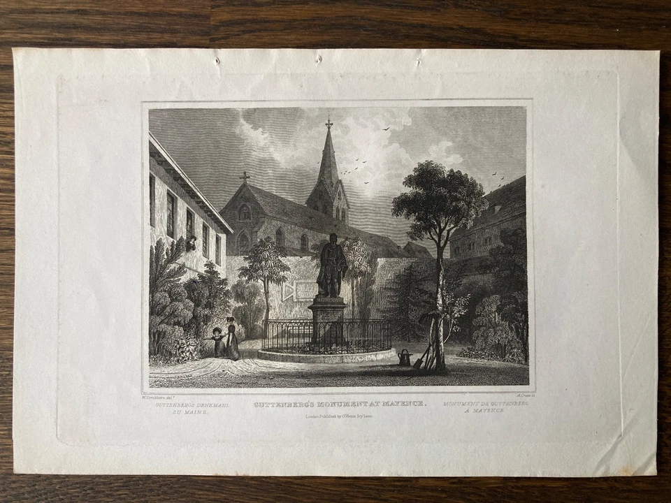 Stich "Guttenberg Denkmal zu Mainz"