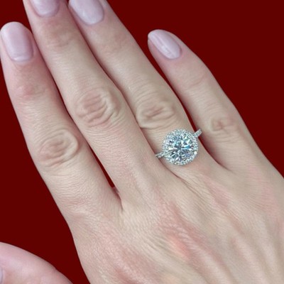 Eleganter 18 Karat Weißgold Diamant Ring Lab Grown 2,10 Karat IGI E F VVS2 Ru...
