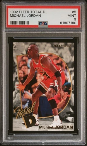 1992-93 Fleer Michael Jordan Total D Card #5 Bulls PSA 9 Mint