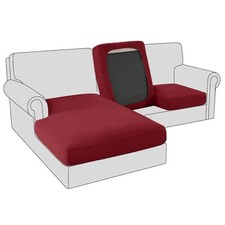 Sitzkissenbezug Samt Stretch Bezug für Sofa Couch 1-Sitzer Weinrot