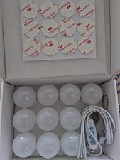 LED Dimmable Vanity Mirror Lights Kit, Round Stick-On Bulbs, White Cord