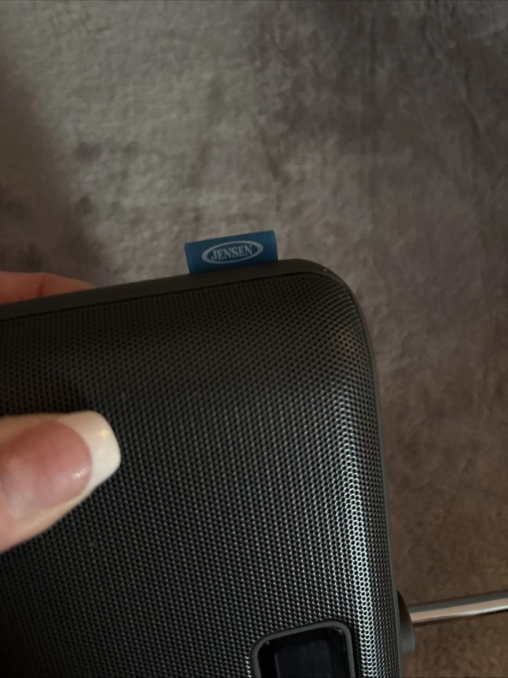 Receptor portátil de mano compacto Jensen SR-50 AM/FM radio digital azul/blanco Foto 2 de 4