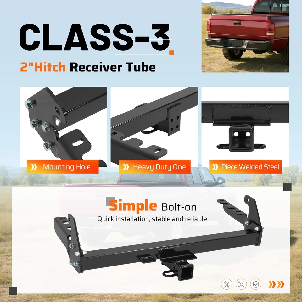 Class 3 Trailer Hitch Towing Receiver 2" For Dodge Dakota All Styles 1987-2004 - Image 4 of 4