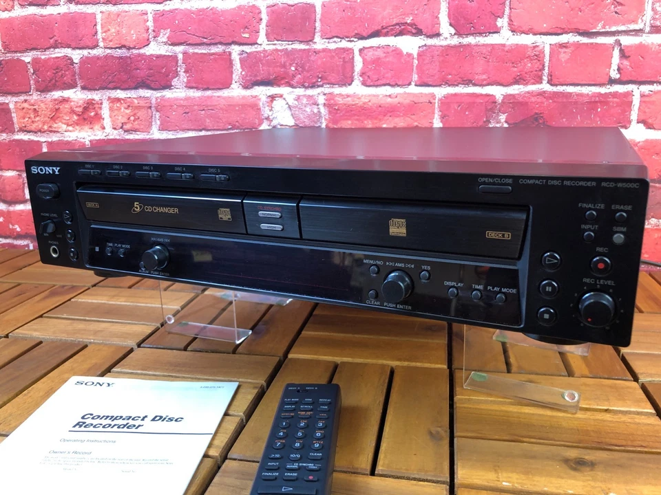 AS-IS PARTS/REPAIR SONY RCD-W500C 5 CD DISK RECORDER w/ Remote PARTIALLY WORKING - Image 3 of 4