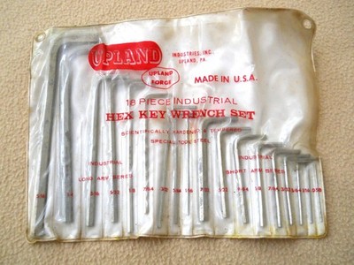 Vintage Upland Forge 18 Piece Industrial Hex Key Wrench Set / USA