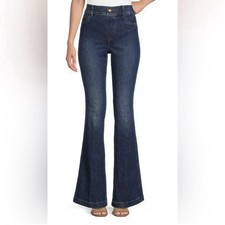 NWT SPANX High Rise Flare Jeans Women  s Large Blue Stretch Denim Flattering