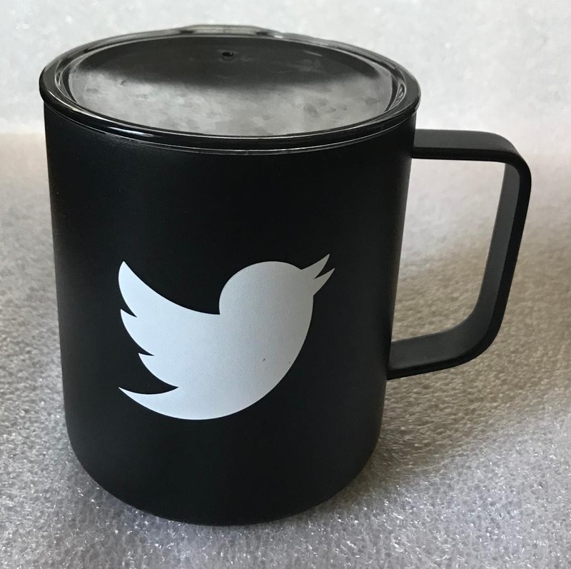 TWITTER black mug cup stainless steel with lid
