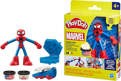 Play-Doh Spiderman Thwip Squisher, 2 Dosen Modelliermasse, Bastelset Mit 10 Cm G