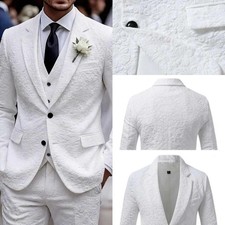 Jacquard Men Floral Suit Patterns Jacket Notch Lapel Tuxedo Paisley Elegant