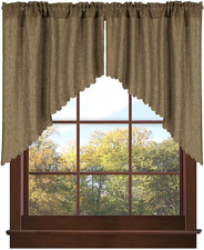Valea Home Soft Burlap Look Swag Curtains Rustic Natural Tan Rod Pocket
