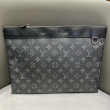 Louis Vuitton Pochette Discovery Monogram Black Silver Clutch