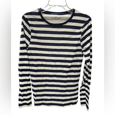 Primark Navy & White Striped Long Sleeve Cotton Shirt   Size XS