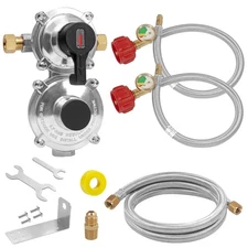 2 Stage Auto Changeover LP Propane Gas Regulator With Two 18" Rv Pigtail Prop