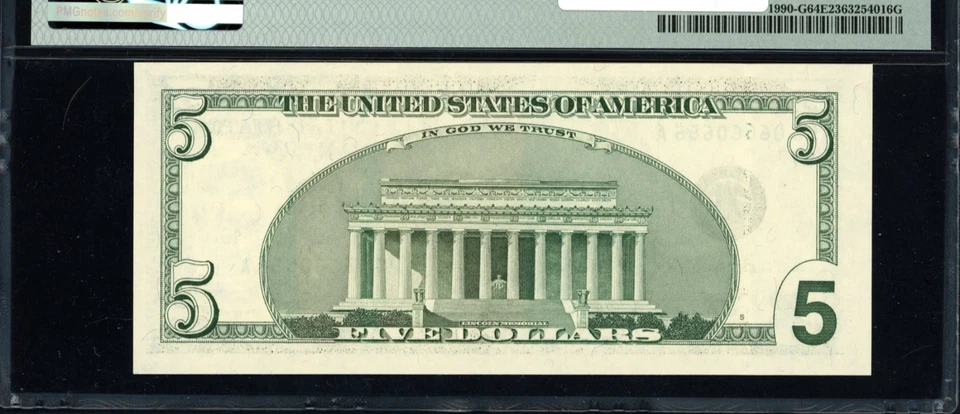 2003 $5 Federal Reserve Note PMG 64EPQ - Fancy Repeater Serial Number - 06660666 - Image 2 of 2