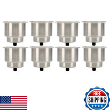 Amarine Made 8pc Stainless Drink Holder w/ Drain - Multi-Use Boat Cup Holders