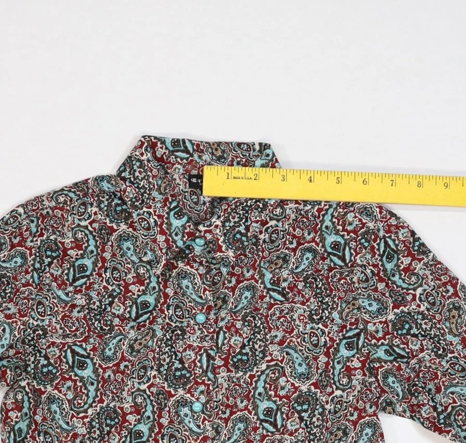 Camisa Cruel Niñas Mujer Grande Roja Cachemira Occidental A Presión Abotonada Manga Larga Foto 3 de 4