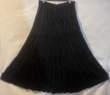 VTG Broomstick Maxi Skirt Black Velvet Tiered Whimsigoth Boho Y2K 90s L