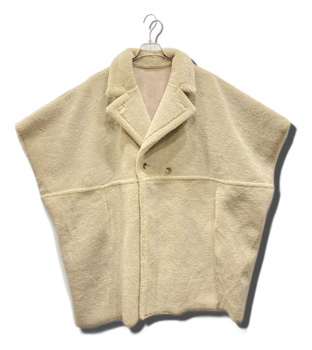 Ameri REVERSIBLE BOA PONCHO COAT 1220730980 Beige… - image 1