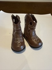 Wonder Nation Toddler 2 Cowboy Boots Round Toe Embroidered Two-Tone Brown NEW
