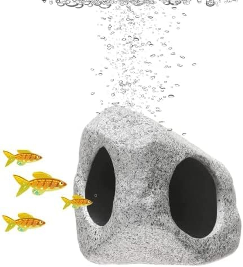 Pet Rock Aquarium Cave Fish Tank Hideaway, Non-Toxic Ceramic Freshwater Decor fo