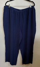NWT EILEEN FISHER Midnight Blue Straight Silk Georgette Cropped Pant 238 2X