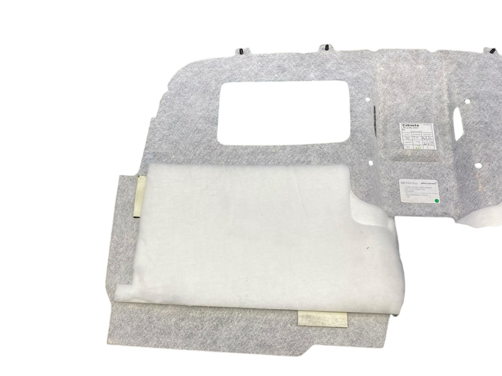 2018-2023 MCLAREN 720S SPIDER REAR BULKHEAD INTERIOR LINER BLACK CARPET OEM