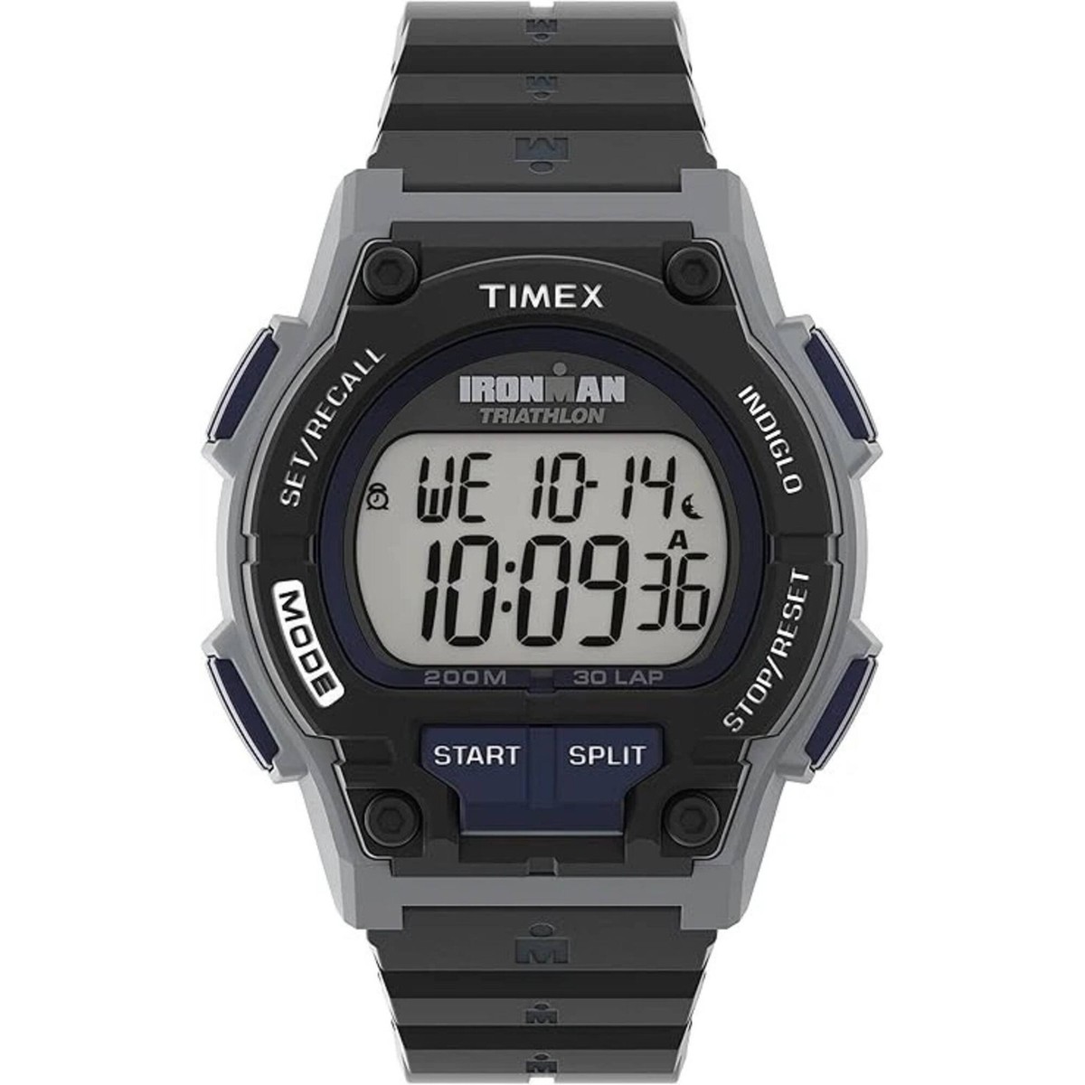 Timex Men's Digital Watch Ironman Triathlon Grey Dial Black Strap