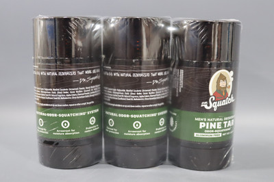 Dr. Squatch Pine Tar Natural Deodorant for Men 2.65 oz ( Pack of 3 )