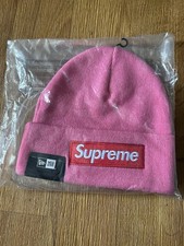 New Supreme New Era Box Logo Beanie FW25 Magenta Pink Red Logo In Bag Sealed