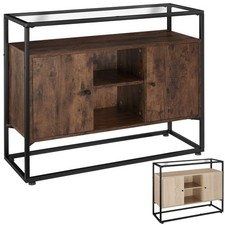 Sideboard Oldham - glass top, open shelves, 2 storage compartments