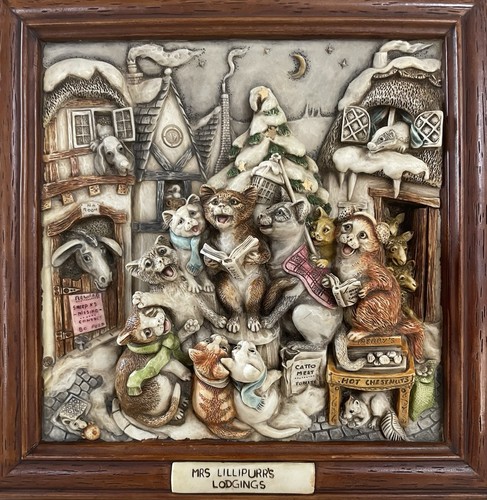 Harmony Kingdom Picturesque Mrs. Lillipurr’s Lodgings Cats Christmas Framed Tile - Picture 2 of 16
