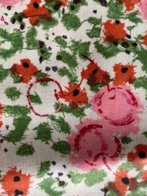 polished cotton dress fabric Vintage Polished Cotton RETRO CHERRIES Fruit 50s Quilt Dress FABRIC MCM Vtg