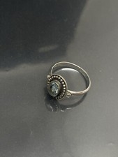 VINTAGE SIGNED FAS 925 STERLING SILVER BLUE TOPAZ 7 RING