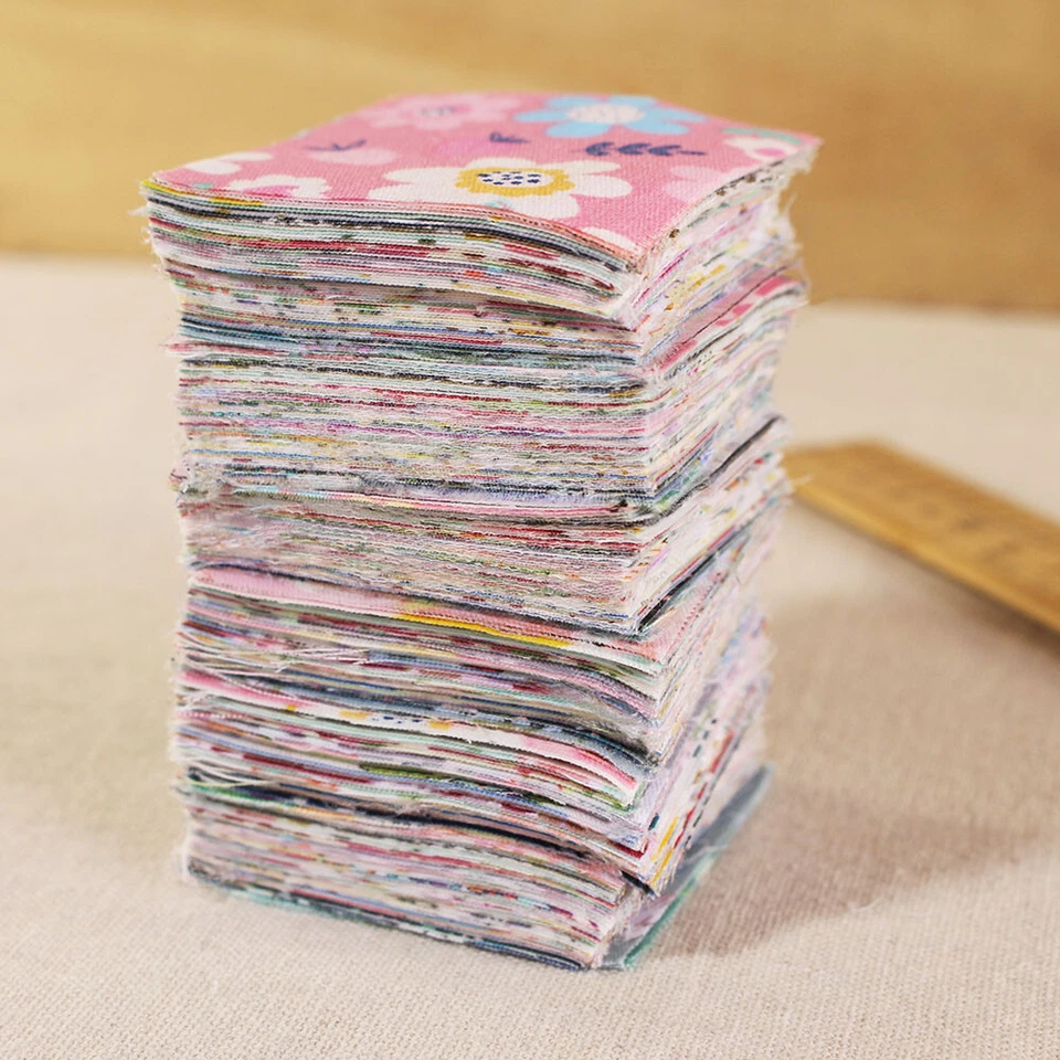 300 Mini Charm Squares Floral Fabric Cotton Sewing Craft Material Scraps DIY - Image 3 of 4