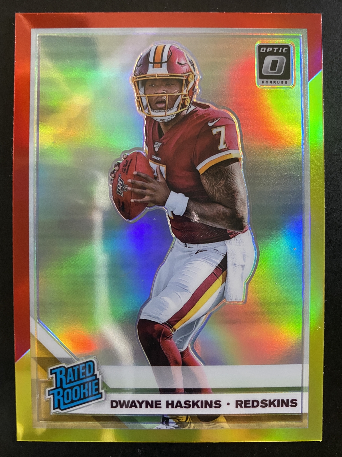 Dwayne Haskins 2019 Donruss Optic Red Yellow Prizm Rated Rookie Redskins #151