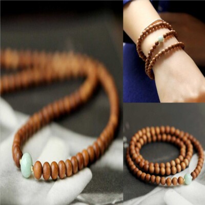 6mm 108 Eaglewood beads Cuff Mala Buddha Lucky Bracelet Yoga Spiritual zazen