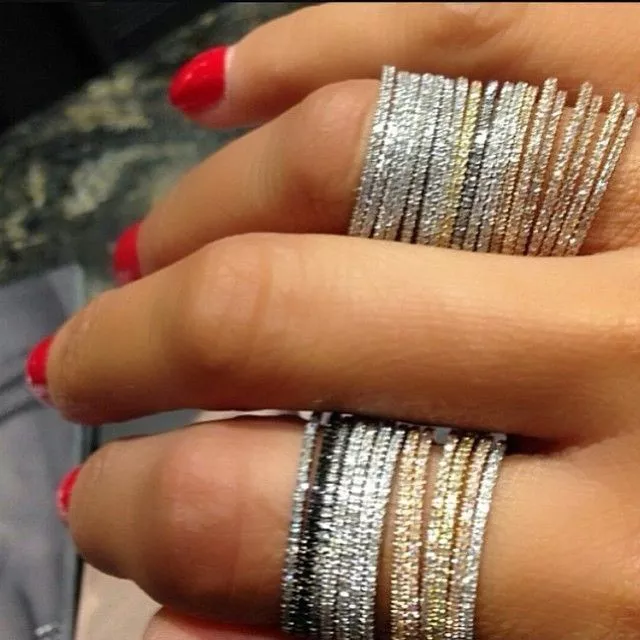 Micro pave stackable rings sale
