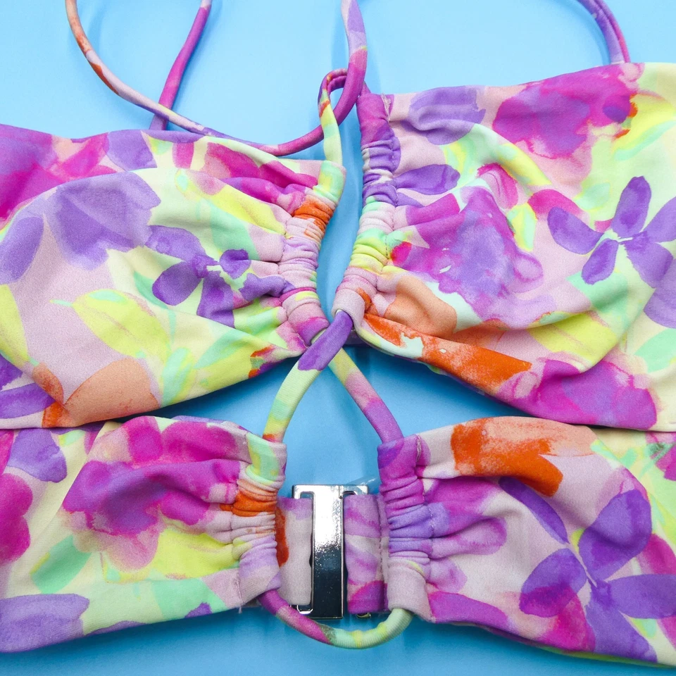 Top de bikini for Love & Lemons mediano multicolor floral corbata con volantes recorte traje de baño Foto 2 de 4