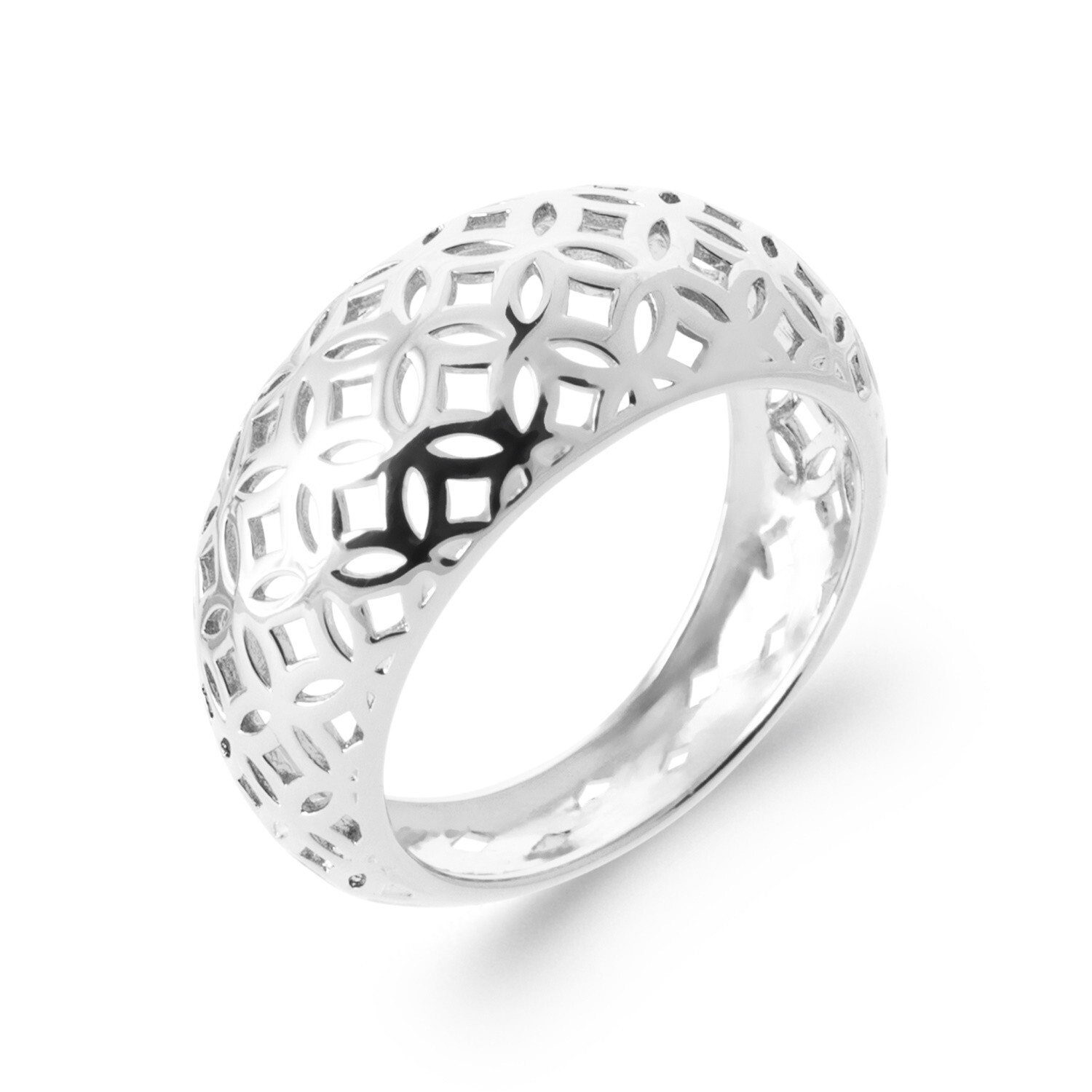 Bague large ajourée argent 925 rhodié style bohème chic - 2