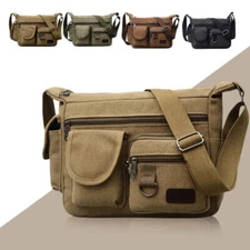 Mens Canvas Cross Body Bag Messenger Shoulder Book Bags School Satchel Vintage G