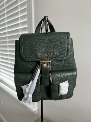 NWT Michael Kors Susie Small Flap Backpack In Moss Green